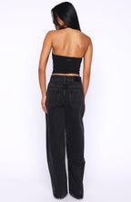 Jessica Mid Rise Barrel Leg Jeans Black Acid Wash