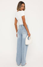 Jessica Mid Rise Barrel Leg Jeans Light Blue Wash