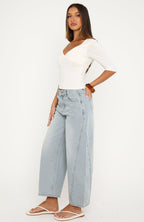 Jessica Mid Rise Cropped Barrel Leg Jeans Light Blue Wash