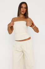 Just Like This Strapless Top Cream