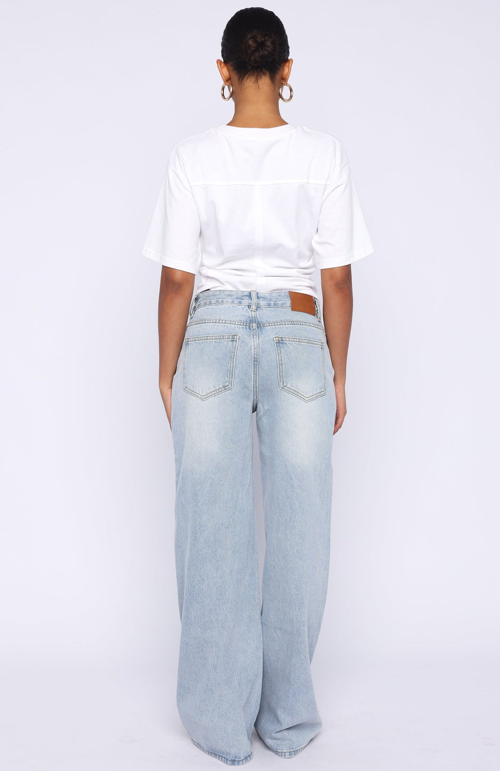 Just My Type Mid Rise Wide Leg Jeans Light Blue Wash