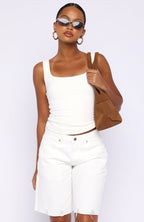 Kahlia Denim Shorts White
