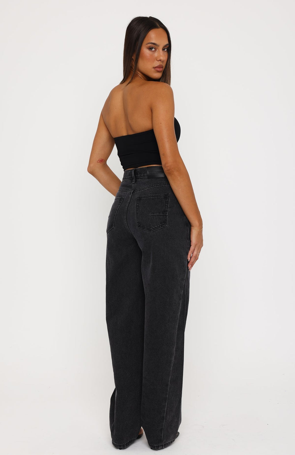 Kiara High Rise Barrel Leg Jeans Black Acid Wash