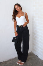 Kiara Mid Rise Barrel Leg Jeans Black Acid Wash