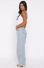 Kiara Mid Rise Barrel Leg Jeans Mid Blue Wash