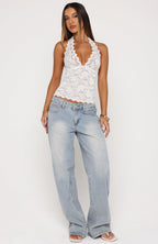 Lace Mirage Halter Top White