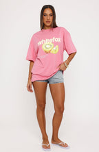 Lots To Go Over Oversized Tee Pink