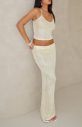 Star Shining Sequin Knit Maxi Skirt Lemon