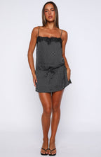 Lustre Aura Mini Dress Black/White Polka Dot