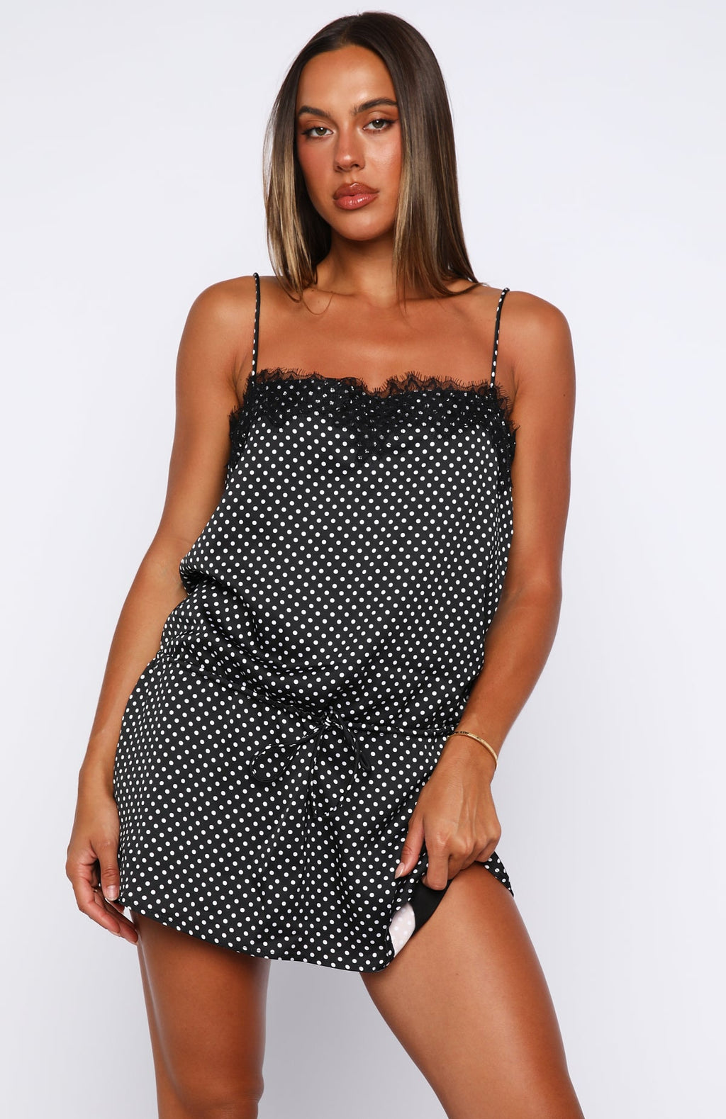 Lustre Aura Mini Dress Black/White Polka Dot