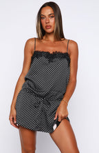 Lustre Aura Mini Dress Black/White Polka Dot