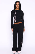 Luxurious Girl Long Sleeve Baby Tee Black