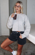 Maddy High Rise Denim Shorts Black Acid Wash