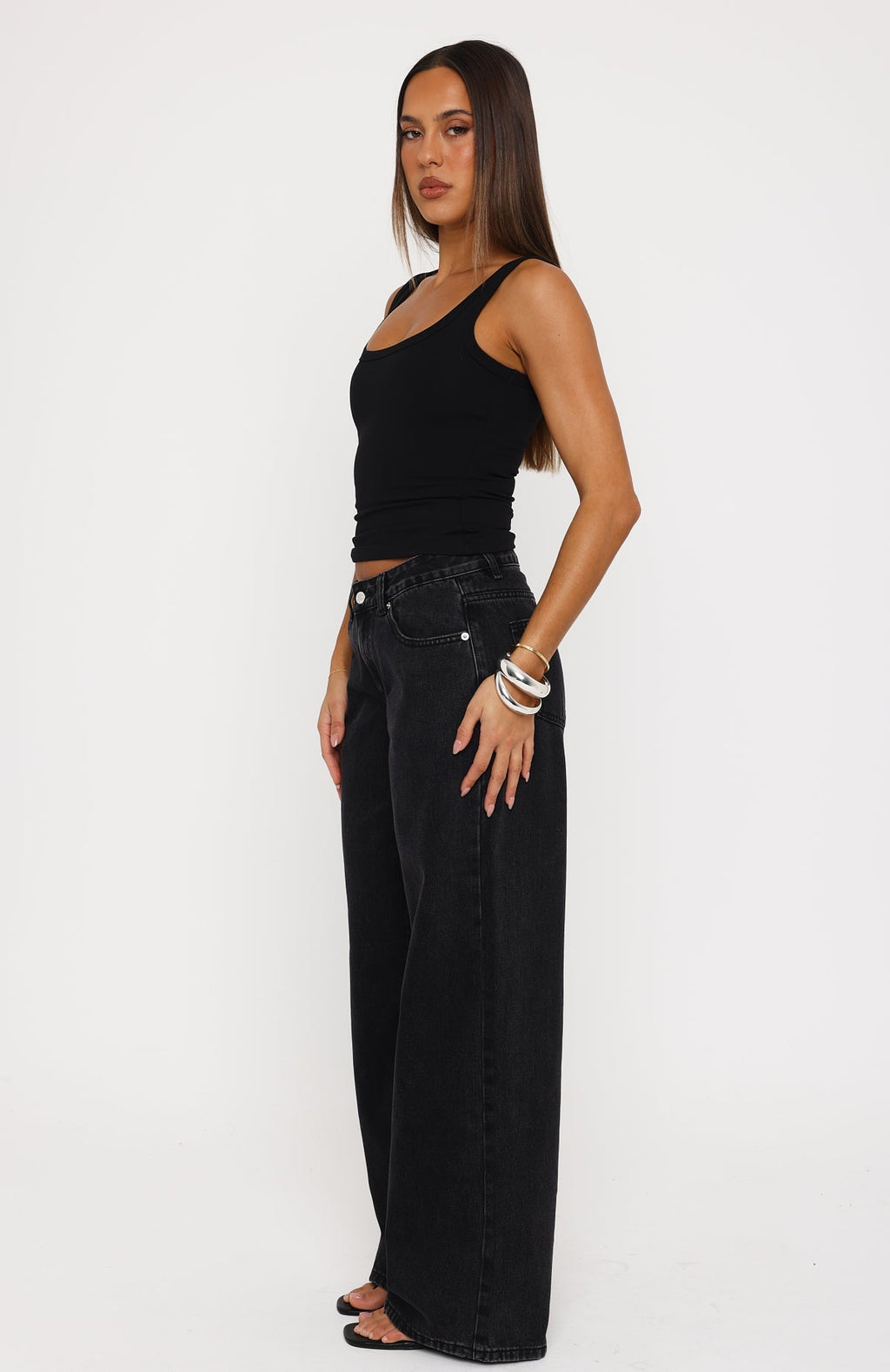 Maeve Low Rise Wide Leg Jeans Black Acid Wash