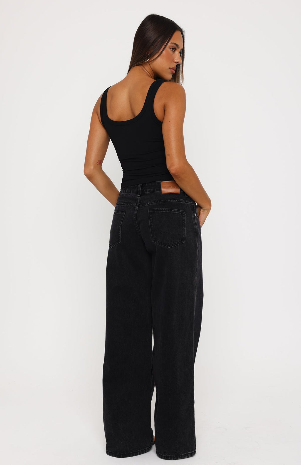 Maeve Low Rise Wide Leg Jeans Black Acid Wash