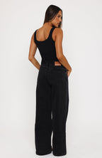 Maeve Low Rise Wide Leg Jeans Black Acid Wash