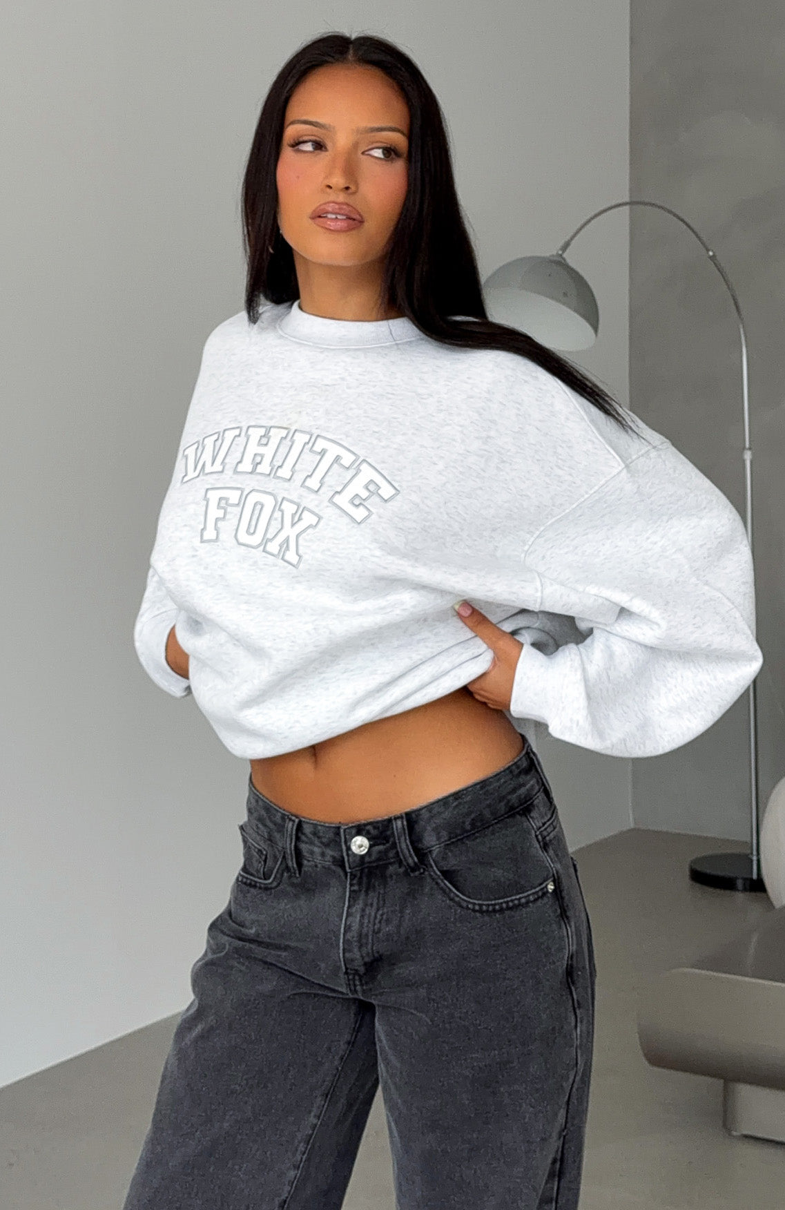 Major Upgrade Oversized Drop Shoulder Sweater Grey Marle
