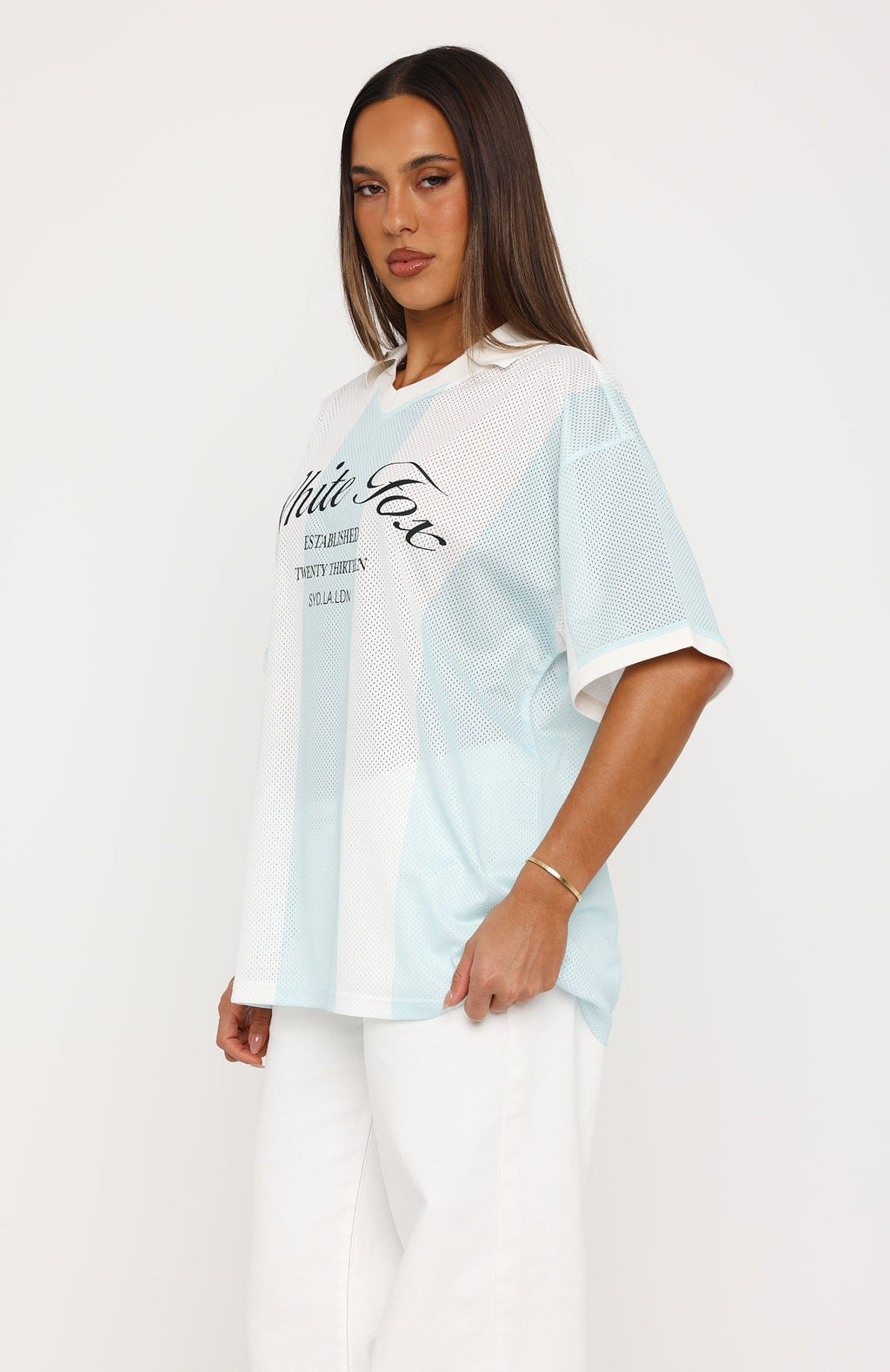 Make Moves Oversized Jersey Teal/White Stripe
