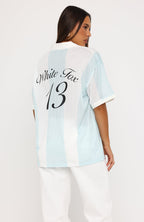 Make Moves Oversized Jersey Teal/White Stripe
