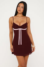 Making Statements Mini Dress Burgundy/Baby Pink