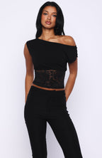 Mesmerised Eyes Off Shoulder Top Black