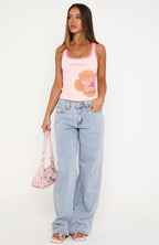 Midnight Bloom Tank Top Pink
