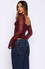 Midnight Rose Long Sleeve Bustier Wine