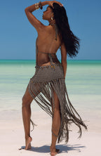 Moonlight Desert Crochet Maxi Dress Espresso
