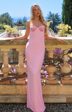 Motel Mermaid Beaded Maxi Dress Candy Pink