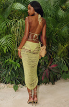 Twisted Desire Fringe Maxi Skirt Kiwi