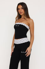 Never In Question Strapless Top Black/White Polka Dot