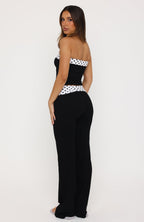 Never In Question Fold Over Pants Black/White Polka Dot