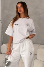 Never Missed Boxy Oversized Tee Grey Marle
