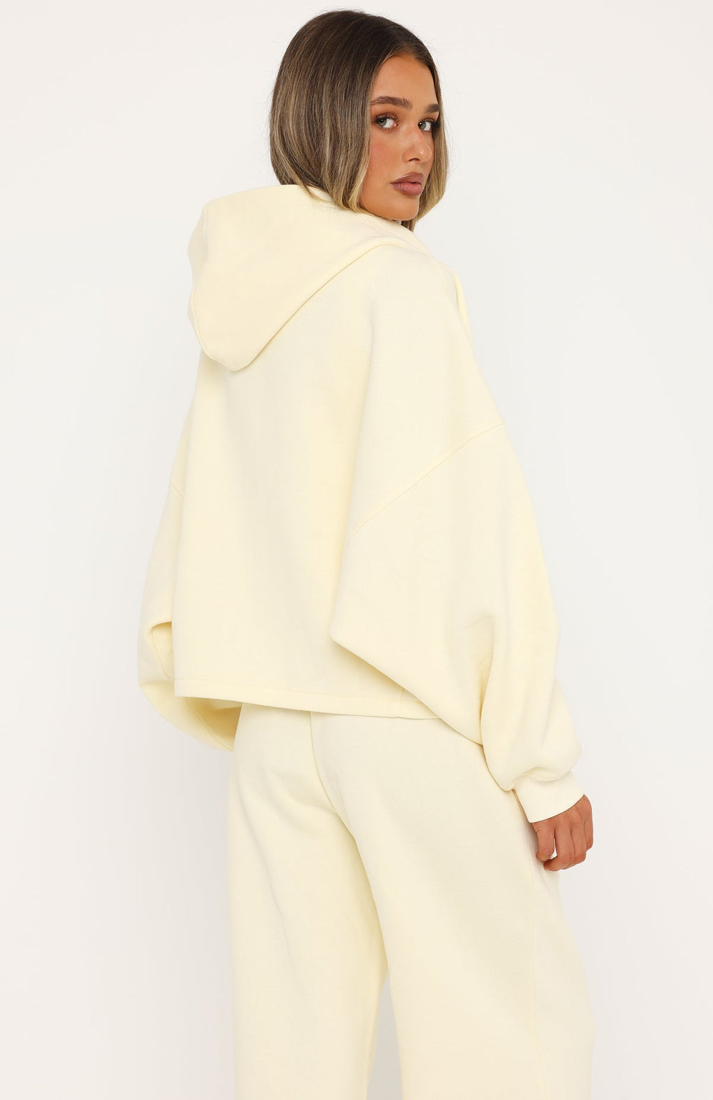 Never Missed Oversized Slouch Zip Front Hoodie Butter