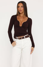 No Angel Long Sleeve Top Chocolate