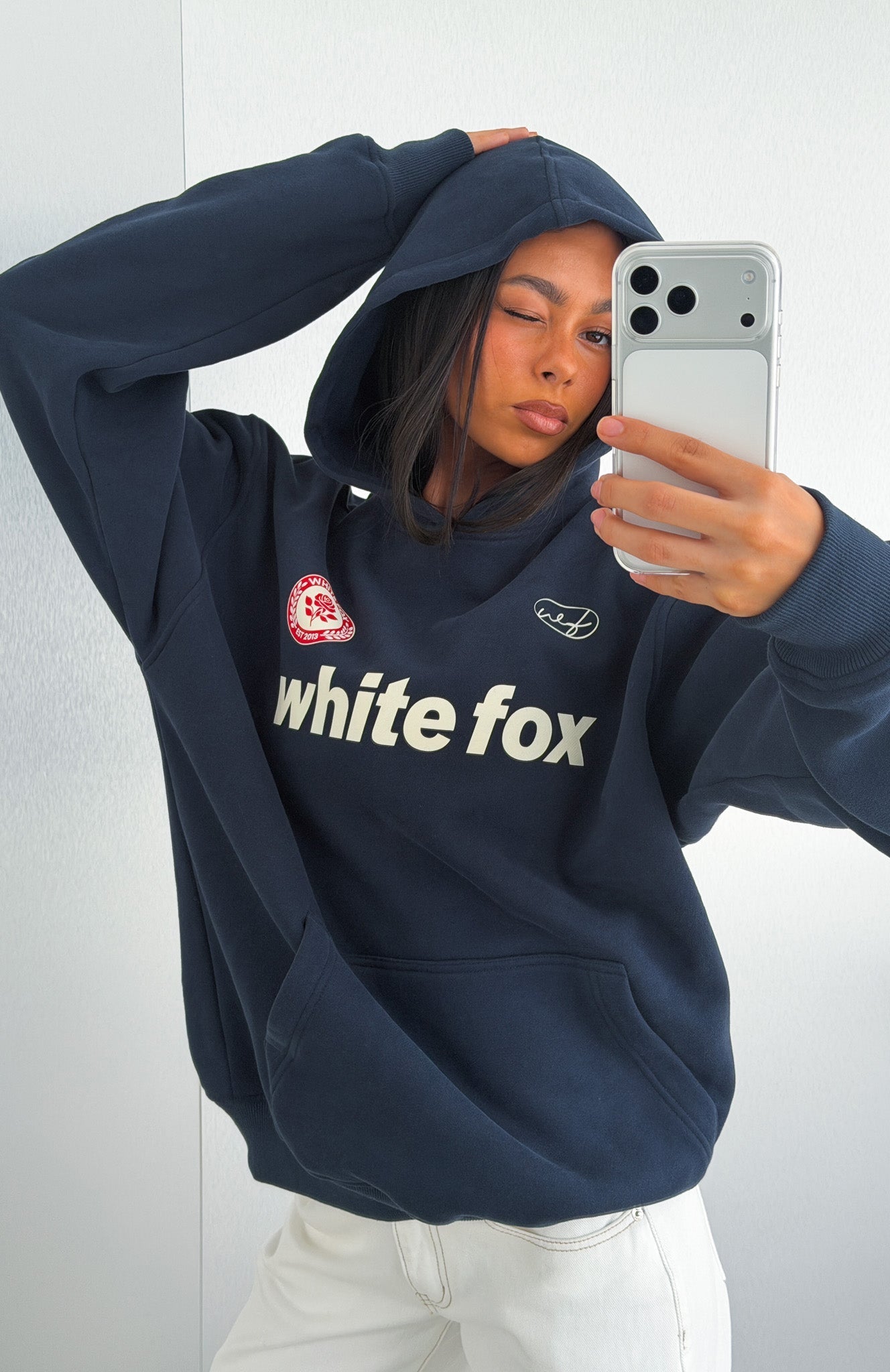 No Matter What Happens Oversized Hoodie Navy