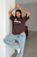 No Matter What Happens Oversized Tee Chocolate