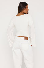 Nobody's Watching Long Sleeve Top White