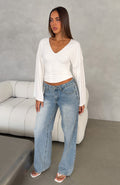 Nobody's Watching Long Sleeve Top White