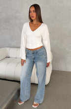 Nobody's Watching Long Sleeve Top White