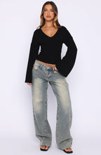 Nobody's Watching Long Sleeve Top Black