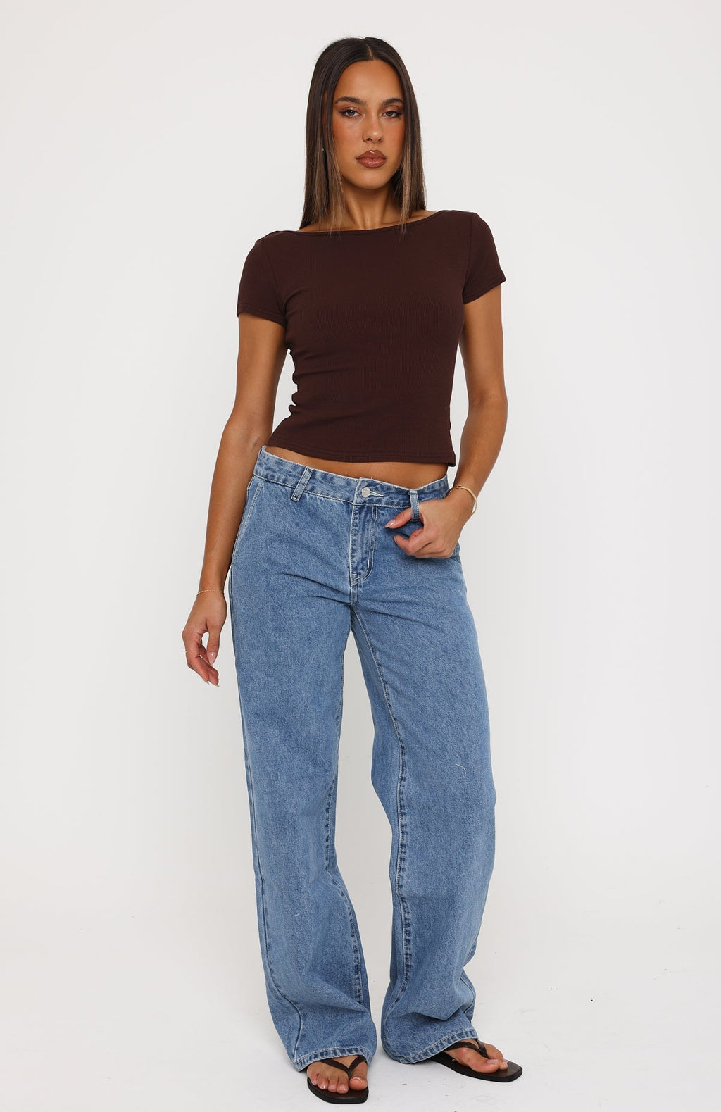 Jealous Side Low Rise Wide Leg Jeans Vintage Blue Wash