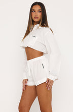 Off Duty Energy Cropped Button Up Shirt White