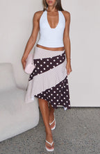 Offline Forever Midi Skirt Choc/Cream Polka Dot
