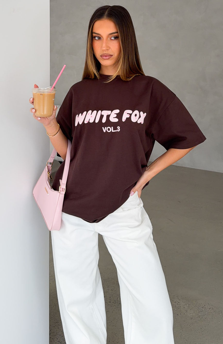 Offstage Printed Oversized Tee Chocolate