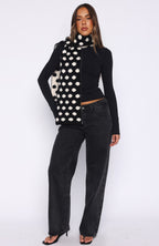 Olesia Polka Dot Scarf Black & Cream