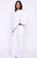 On My Own Terms Wide Leg Sweatpants Grey Marle