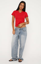 On The Hunt V Neck Top Red