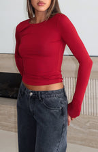 Only For Tonight Long Sleeve Top Wine