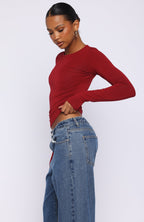 Only For Tonight Long Sleeve Top Wine